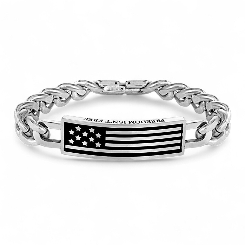Montana Silversmiths Bracelet Freedom Isn't Free American Flag NEW Retail $90